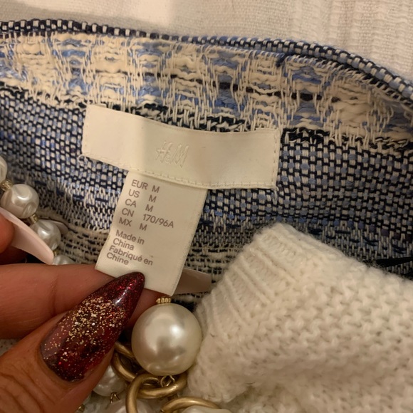 Coat jacket blazer blue white H&M medium - Picture 2 of 3